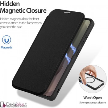 Dux Ducis Skin X Pro dirbtinos odos juodas dėklas su magsafe (Samsung Galaxy S26 Ultra)